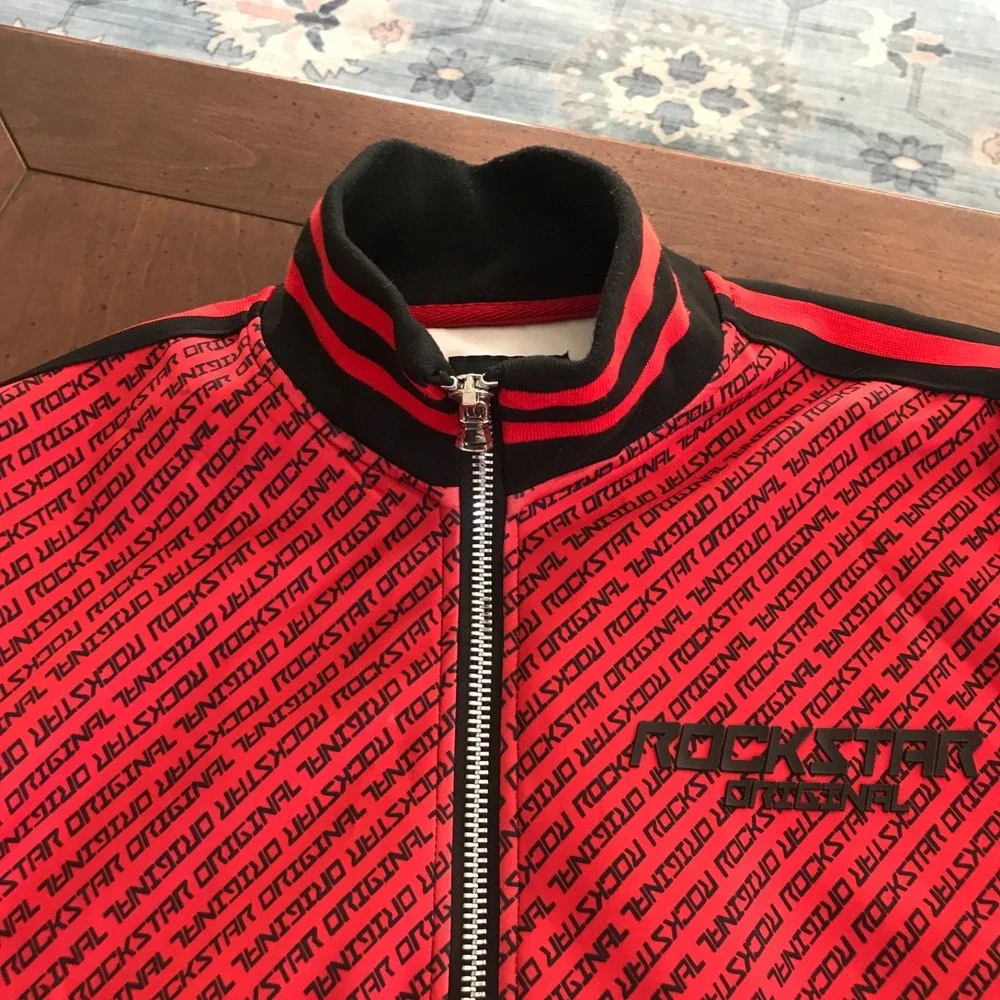 Men's Rockstar Original Polyester Red/Black Track Suit Jacket  Sz.‎ Large - Picture 2 of 9